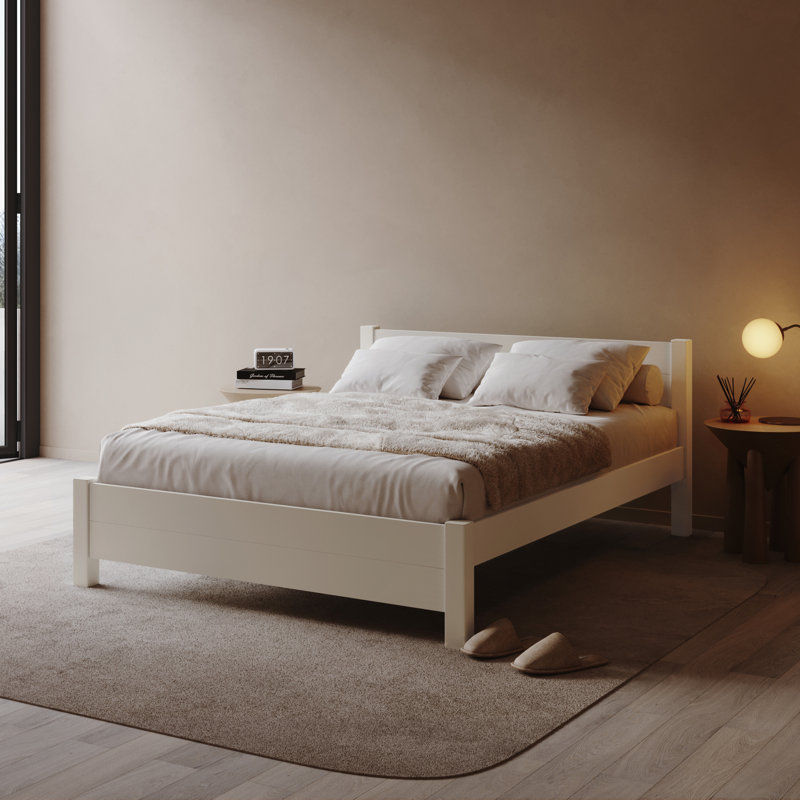 Cadre de lit Edgilyn, Lit simple, Blanc