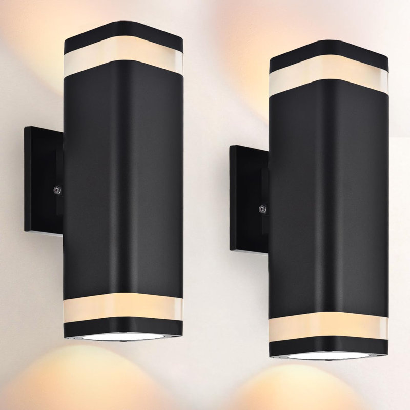 Dusk To Dawn Outdoor Wall Light 2 Pack, Modern Exterior Lights For House, Matte Black Outdoor Wall Sconce With E26 Base, Waterproof Outdoor Light Fixture Wall Mount Up And Down Lighting