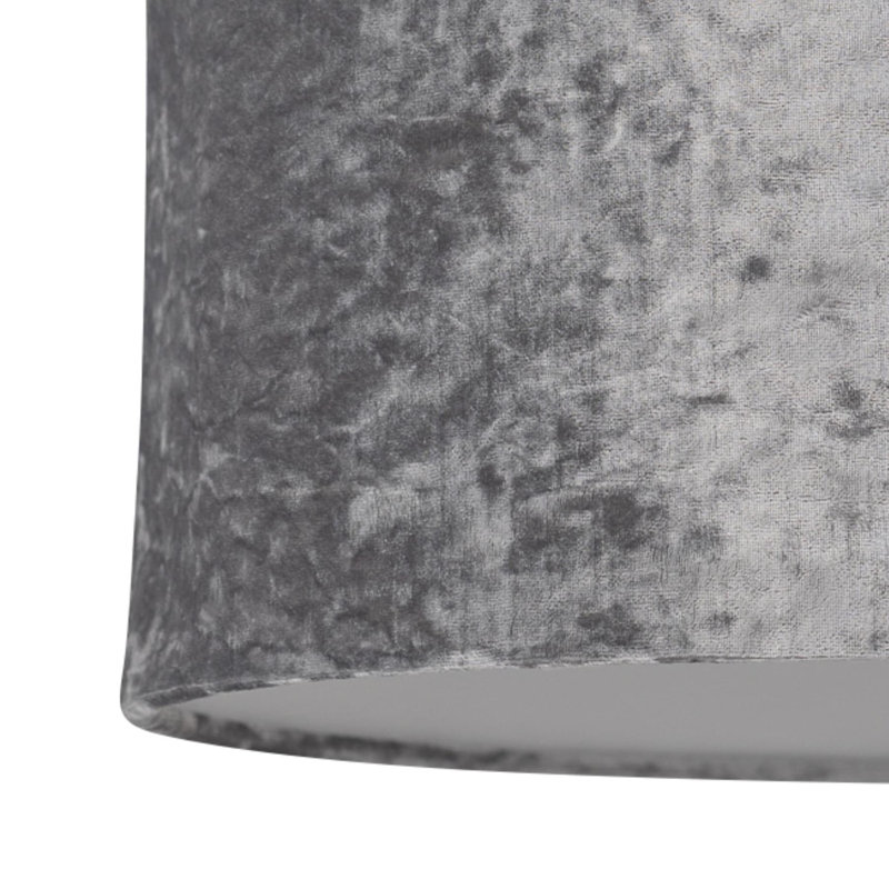 15cm H Velvet Drum Lamp Shade ( Uno ) in Grey