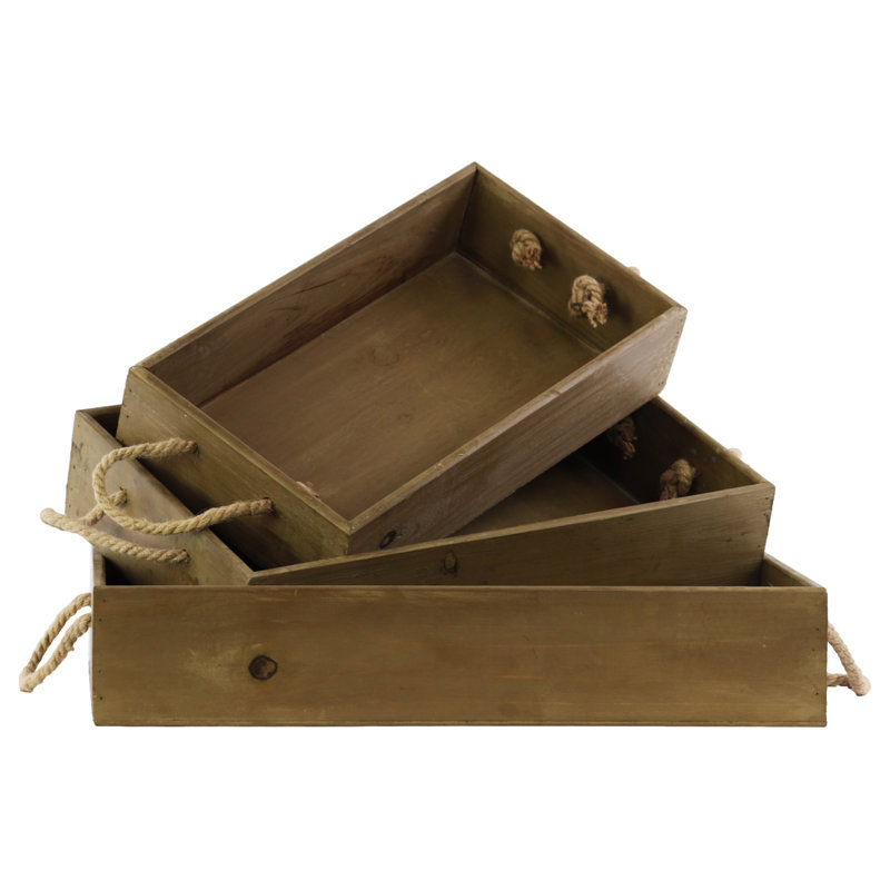 3 Piece Wood Tray Set
