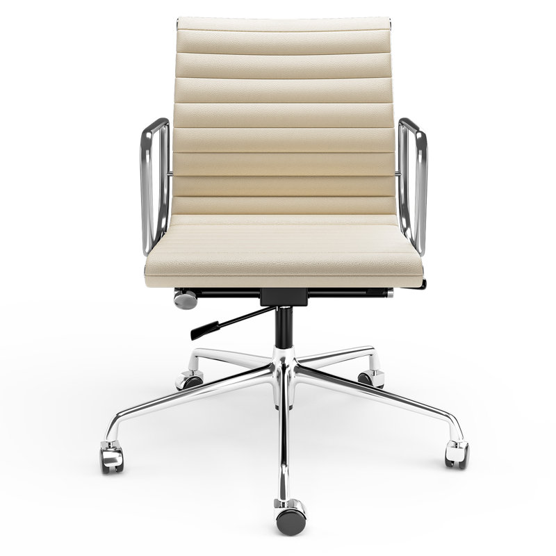 Genuine Leather Conference Chair, White