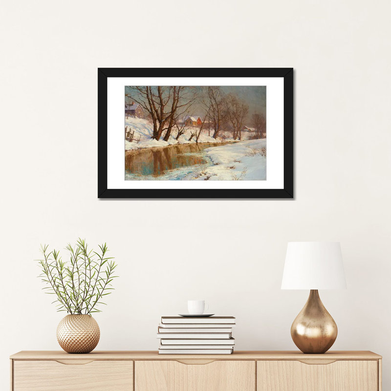 «Winter Morning», impression sur toile, Papier d'art encadré noir, Blanc, H 16 po x l 24 po x P 1 po