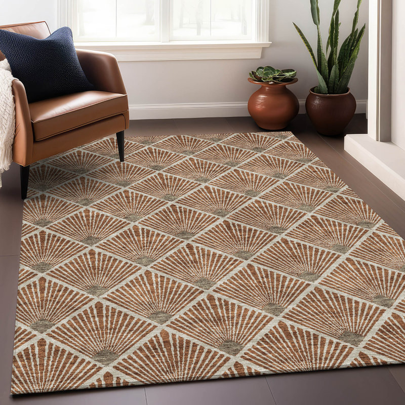 Tapis paprika de qualité supérieure lavable à la machine Prisco, Rectangulaire 3 pi x 5 pi