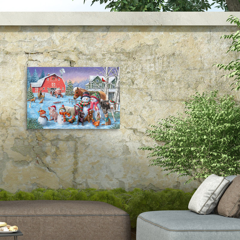 Toile pour l'extérieur GL Studio Snowmans Farm, H 30 po x l 47 po