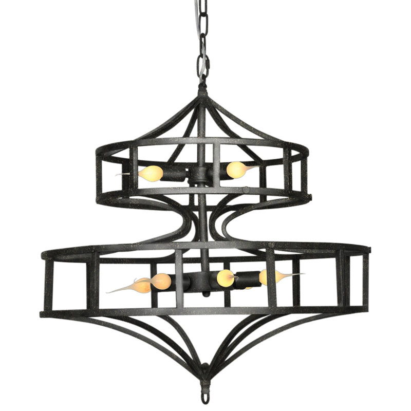 Lustre linéaire moderne Spoutnik à 9 lumières Phoenix, Noir antique, 120 V
