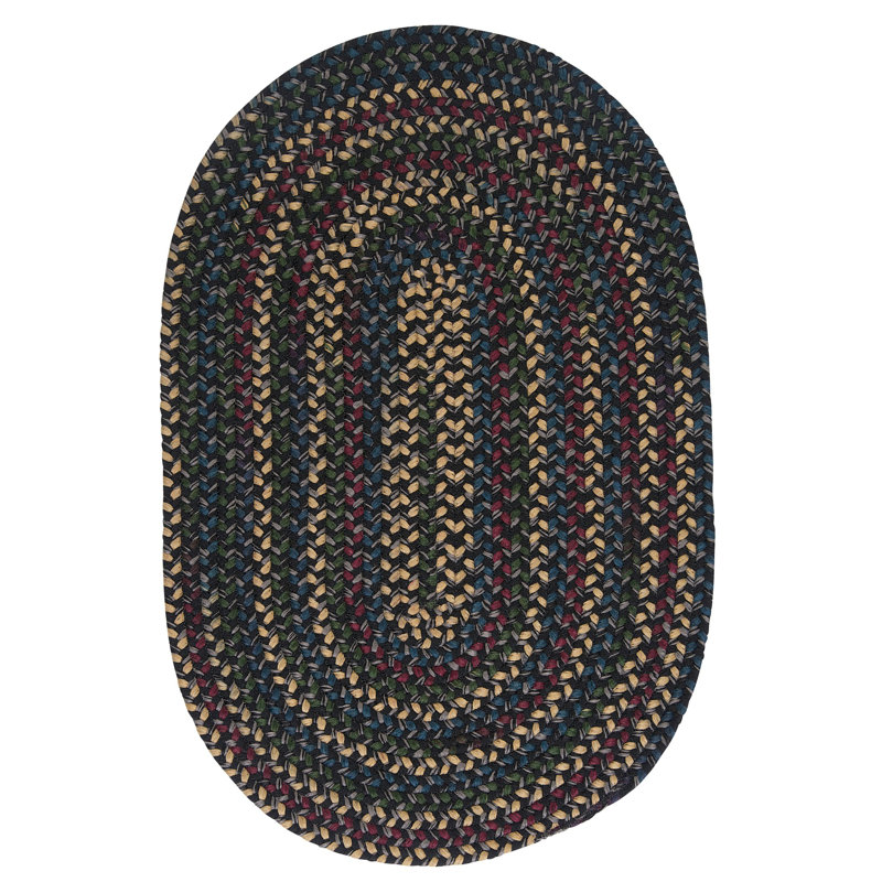Tapis réversible en mélange de laine Aleaya - noir / gris / beige / bourgogne, Ovale 8 pi x 11 pi