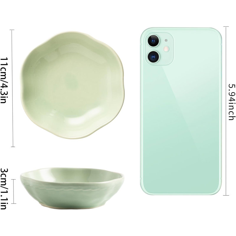 Green Ceramic Flower Ring & Jewelry Dish
