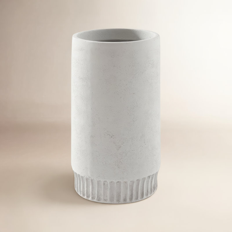 Harvest Medium Resin Pot Planter, 16" H x 8" W x 8" D, Light Gray