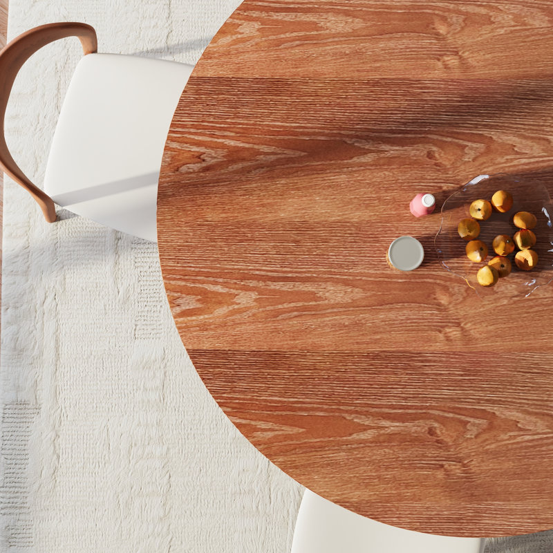 Ensemble de table et de chaises de salle à manger rondes de style champêtre en bois massif pour 2/4/6/8 personnes, 7, Blanc