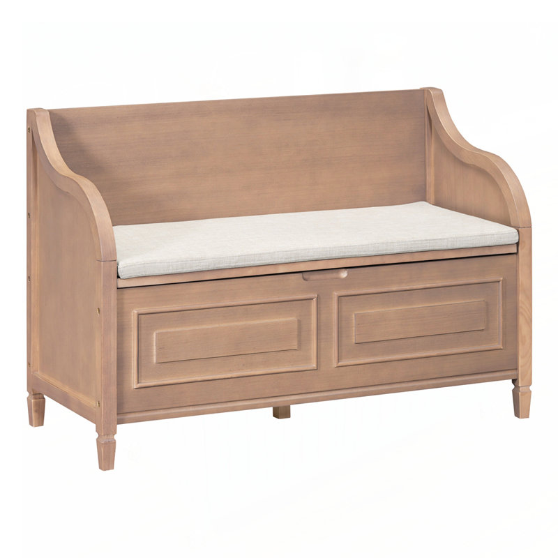 Upholstered Storage Bench,entryway bench, Brown
