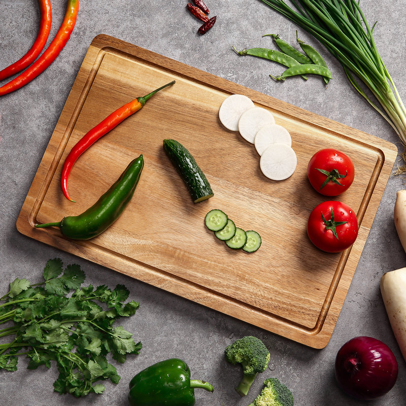 18'' X 12'' Wood Cutting Board, 1'' Thick Chopping Board With Handles