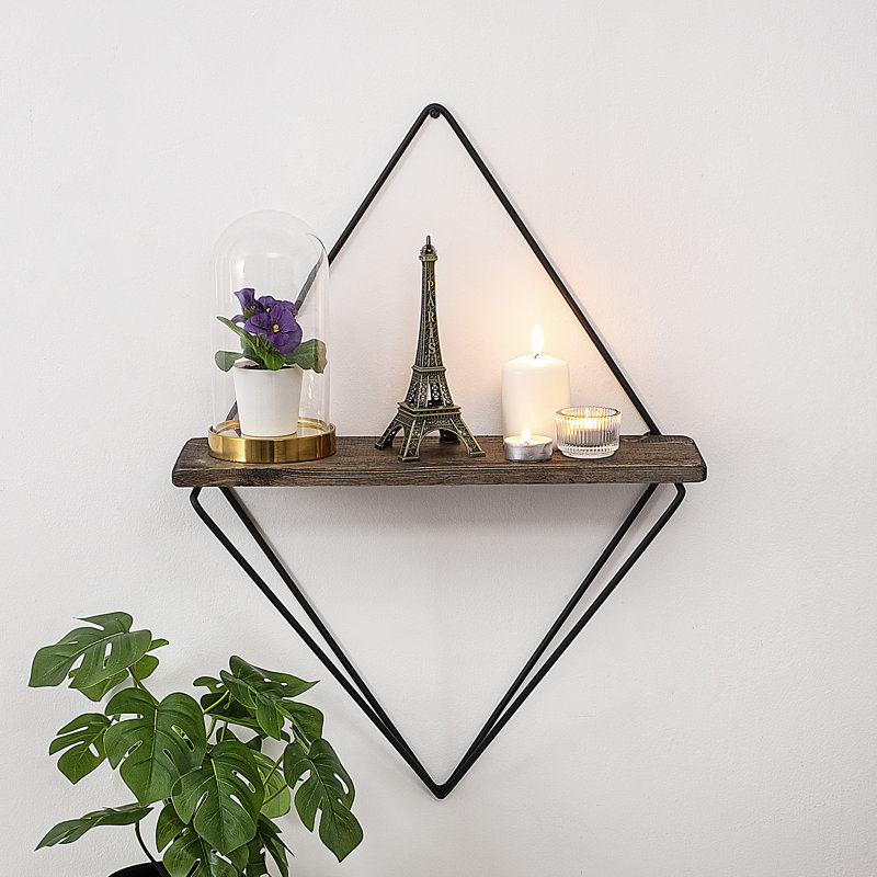 Tablette murale moderne, noyer noir et foncé, bois d'épinette de 10 mm d'épaisseur et structure en métal de 1,5 mm | 10,6 po x 11,8 po x 5,9 po | Solution de rangement élégante et fonctionnelle pour la maison et le bureau, design industriel unique