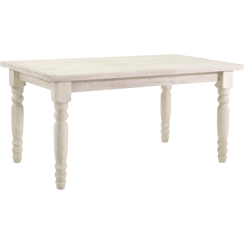 Valerie Pine Solid Wood Dining Table, Off White