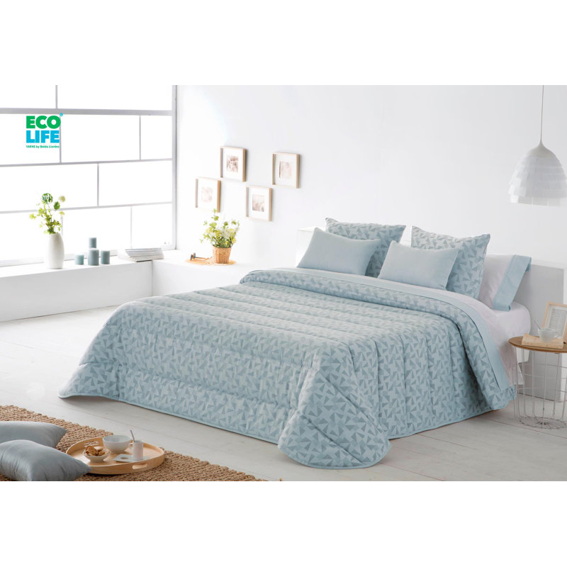Tunnel Cotton Blend Quilt, Turquoise, 270cm W x 240cm L