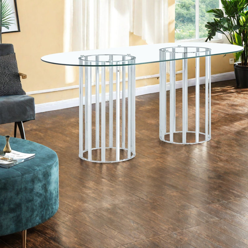 Spacieuses tables de salle à manger en verre de 71 pouces de style moderne et luxueux