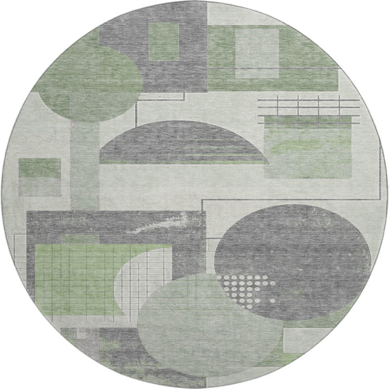 Premium Machine Washable Mehara AMF1695 Geometric Rug, Round 8'