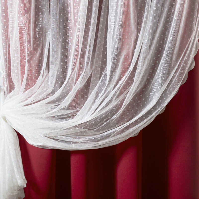 Tulle Polyester Room Darkening Curtain Panels, Cardinal Red, 52" W x 84" L