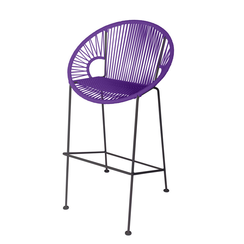 Tabouret de bar Alaena Puerto, Noir, Mauve