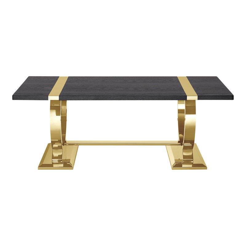 Table basse en forme de O avec base en tréteaux, Black/Gold