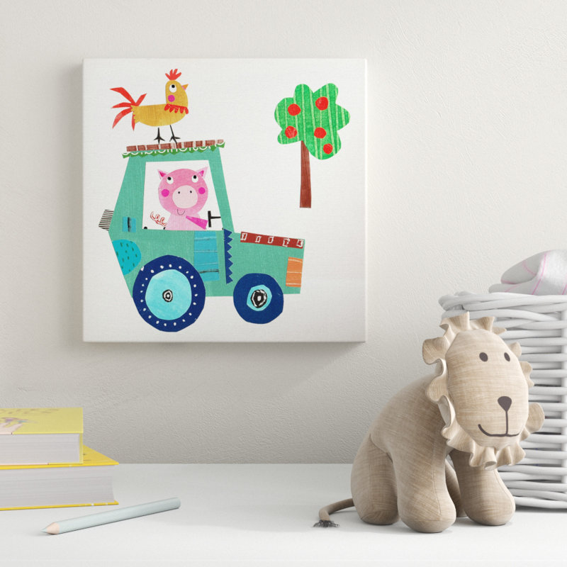 « jolie farm porc », peinture sur toile tendue, H 16 po x l 16 po x P 1,5 po