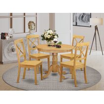 Alcott Hill® Chaylin 5 - Piece Rubberwood Pedestal Dining Set