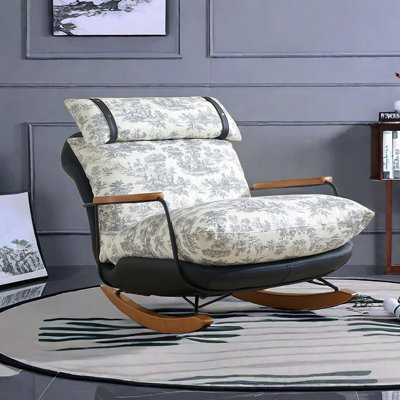 Wide Back Rocking Chair with Detachable Cushion