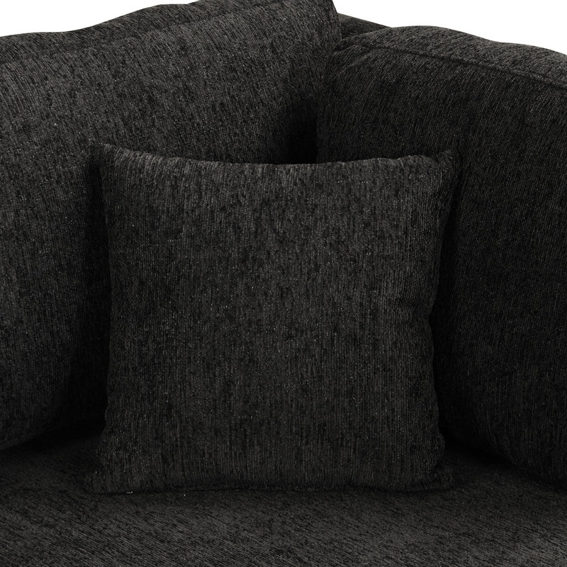 108.6" U-Shaped Sectional With Bed And Storage, 2 Ports, Power Sockets, Black Chenille Fabric Pull Out & Upholstery