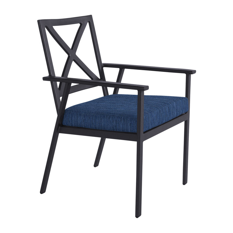 Marin Outdoor Dining Armchair, Graphite, Flagship Stone Sunbrella®