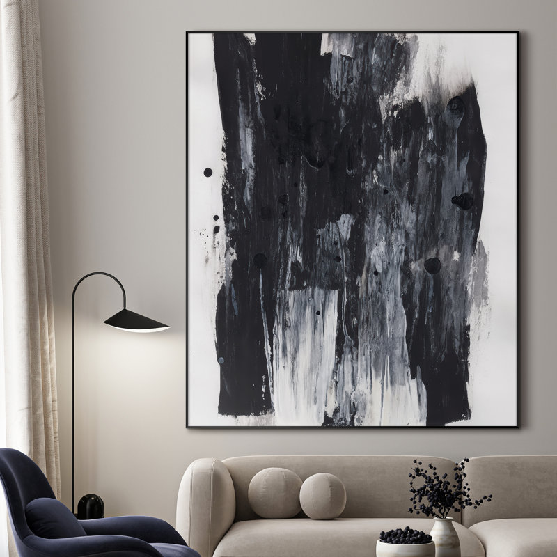 Extra Large Wall Art Fabric Print - Modern Neutral Abstract for Contemporary Home Artwork Decor for Living Room or Bedroom - "Frame Assembly Required (Unfinished Frame)"