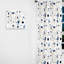 Bleu et blanc Matrix Grid I - Rideau abstrait - Rideau géométrique obscurcissant - 1 panneau-107599071