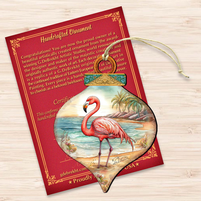 Décoration côtière des Fêtes - Ornements en bois à breloque flamant rose par Debrekht