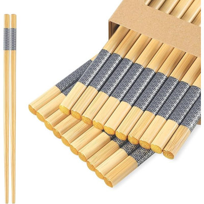 Baguettes en bambou réutilisables, 20 paires | Manger | Antidérapant | Chinois - （9,45 po）