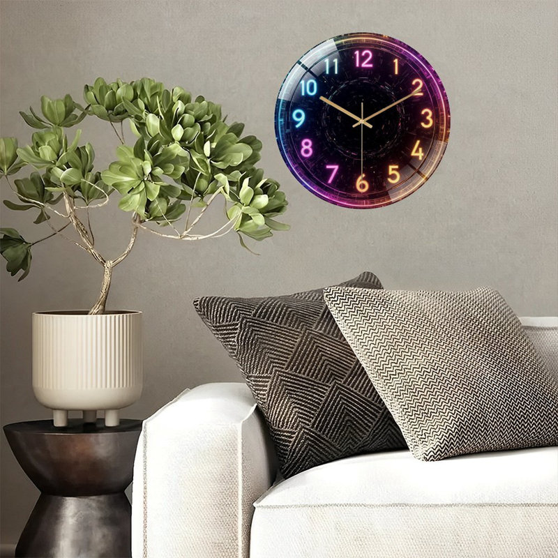 Horloge murale à DEL avec chiffres colorés et minuterie