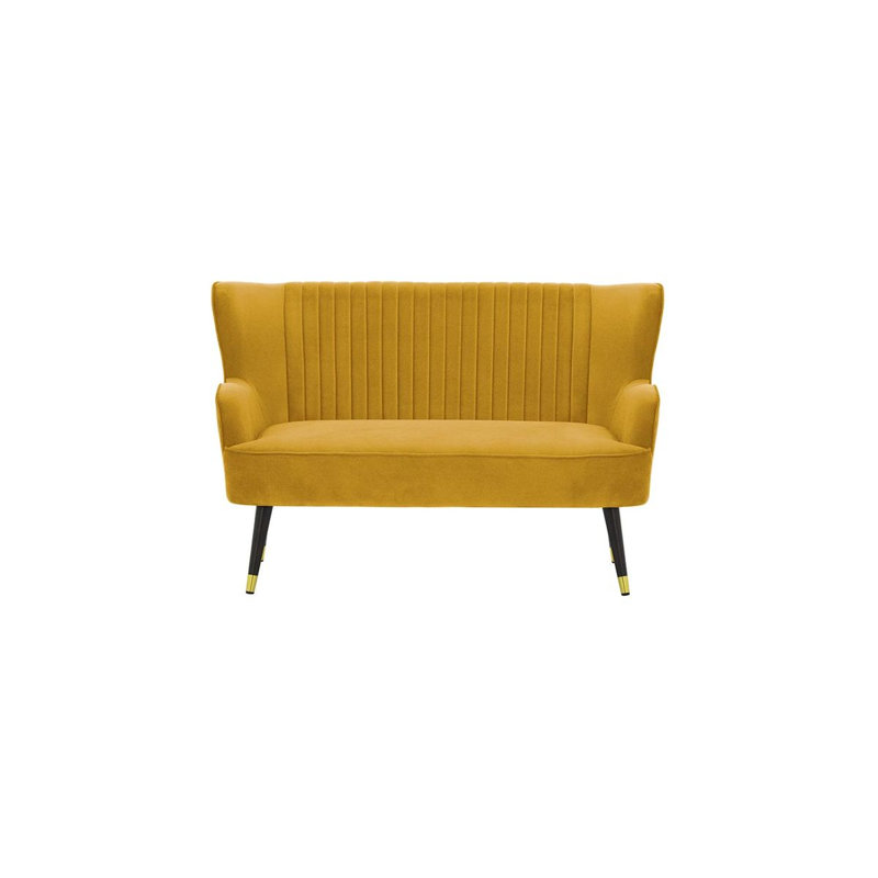 Airiel 2 Seater Velvet Sofa, Yellow