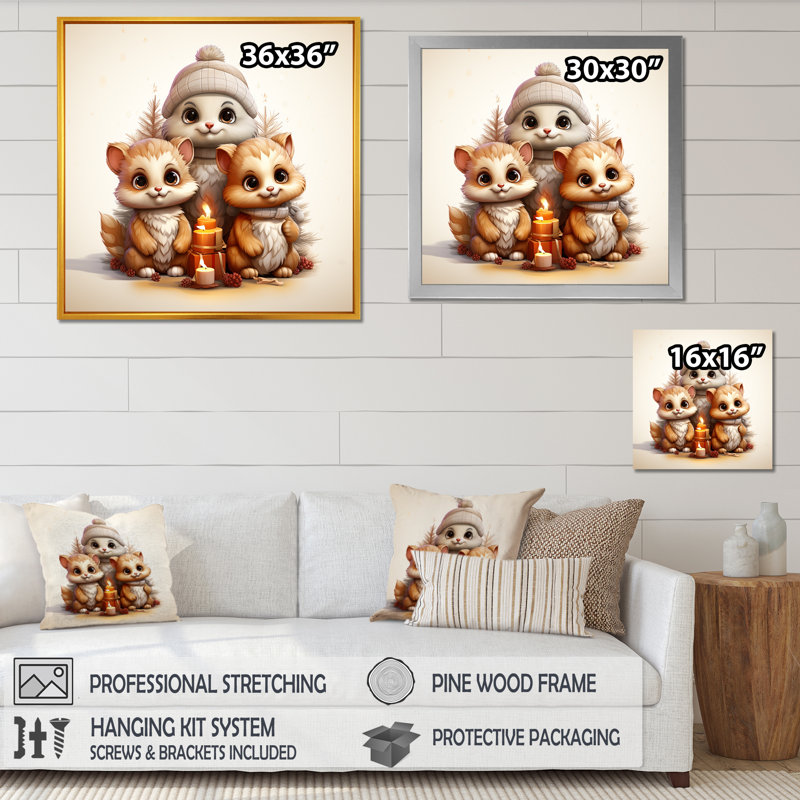 Joyfull Nursery Teddy Bears II - art mural de l'ours en peluche, Cadre flottant doré, 16" H x 16" W