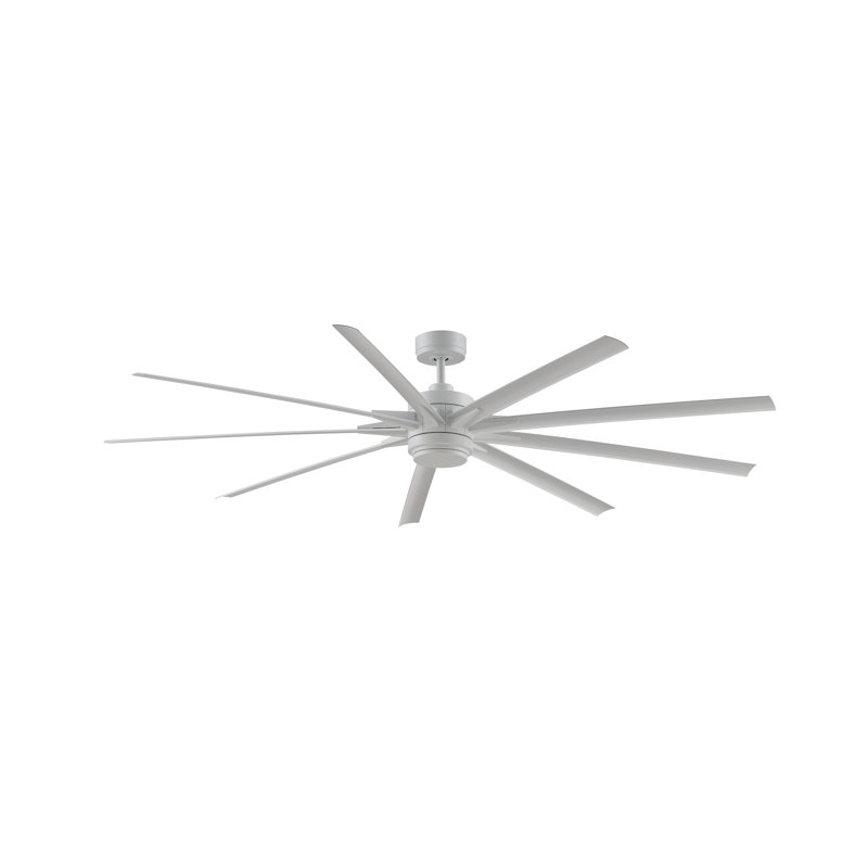 Odyn 84 inch Indoor/Outdoor Ceiling Fan with LED CCT Select Light Kit - Matte White with Matte White blades, Matte White