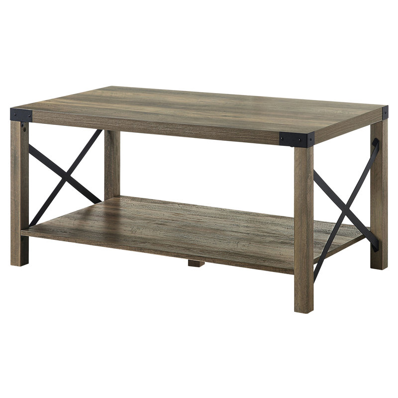 Table basse de style rustique avec rangement supplémentaire et tablette invitante pour le décor