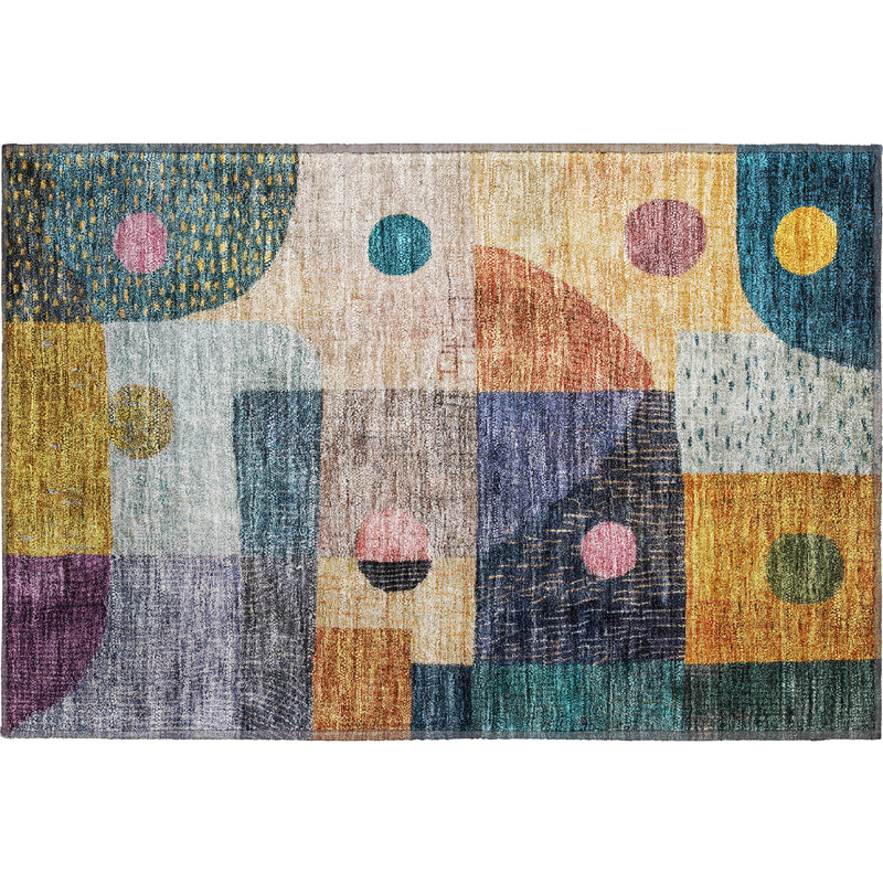 Tapis géométrique de qualité supérieure lavable à la machine Dilorenzo AMF1117, Rectangle 1 pi 8 po x 2 pi 6 po