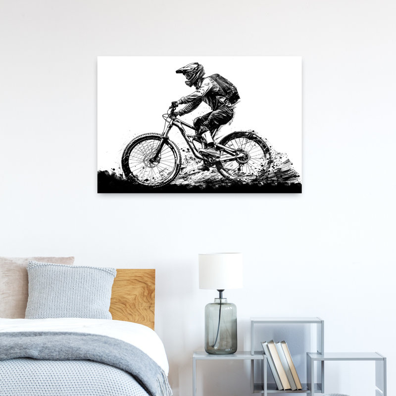 «Extreme Mountain Biking Abstract Contemporary Mountain Landscape», art mural, 24" H x 36" W