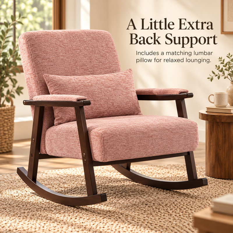 Chaise berçante rembourrée Velarossique Chenille, Rose