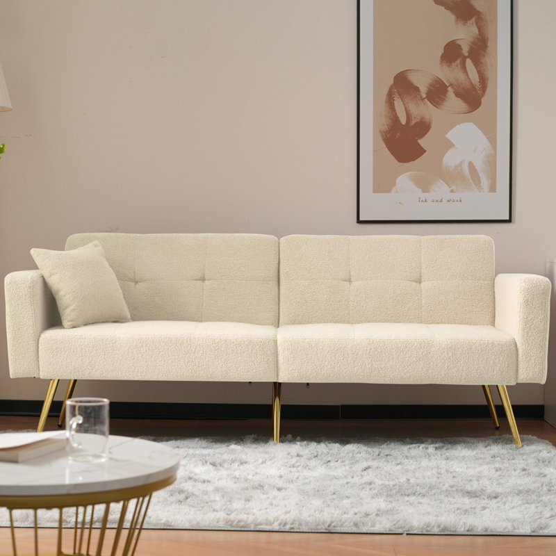 176cm Upholstered Convertible Sofa, Beige