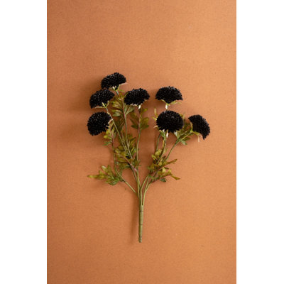 Ensemble de sept zinnias artificiels Kalalou - Vase décoratif en fausse fleur noire