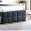 Lit double avec lit gigogne, délice de chambre à coucher contemporain, tête de lit tapissier en lin gris anthracite et motif quadrillé pour chambre à coucher, raffinement,