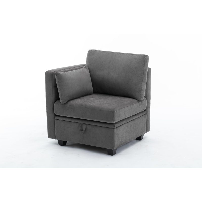 Toxi Upholstered Seating Component Sectional, Dark Gray Polyester