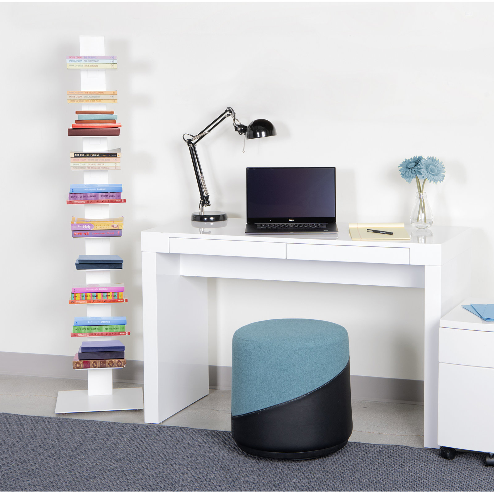 Ajax 14" Steel Bookcase, White
