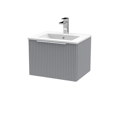 Fluted 505mm Single Bathroom Vanity with Drop In Vitreous China Basin