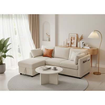 Canapé moderne 79 po en velours côtelé avec repose-pieds avec rangement, canapé 3 places et 2 coussins