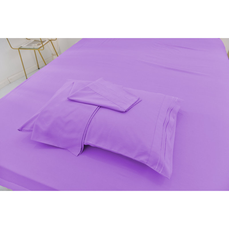 Ensemble de literie en rayonne de bambou, Lavande, Ensemble de draps pour très grand lit californien