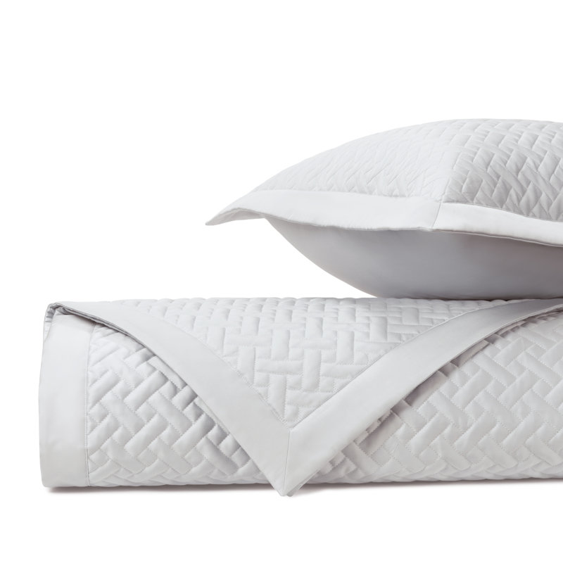 Basketweave Quilted Sateen Coverlet Set, Queen Quilt + 2 Standard Shams, Pebble