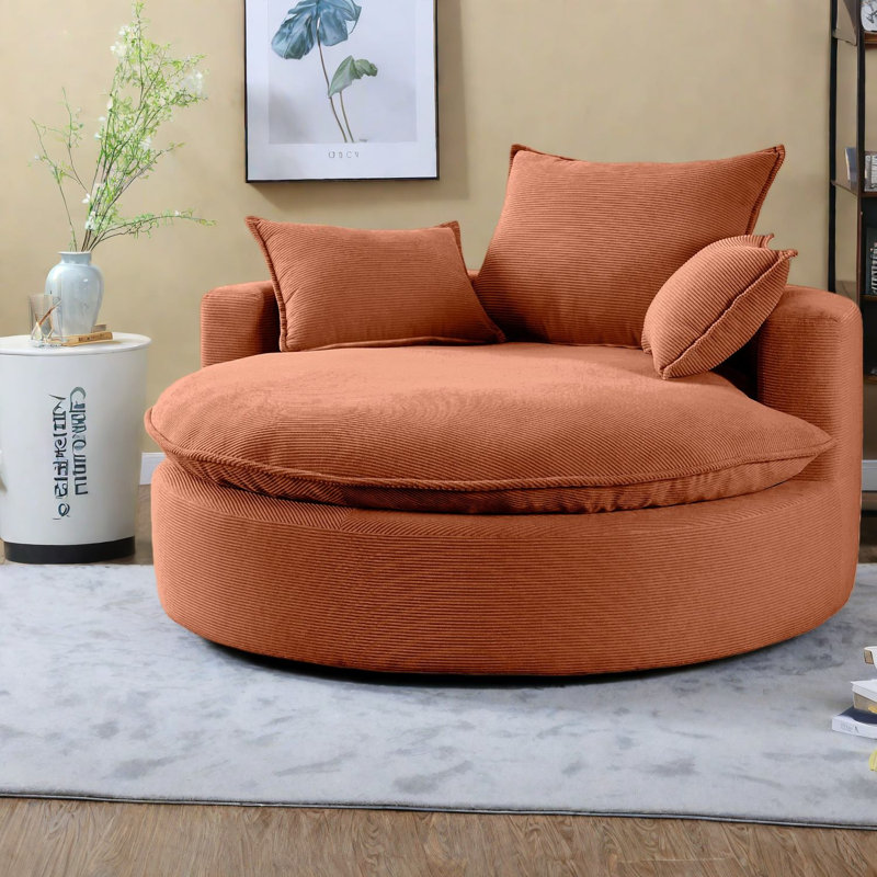 Fauteuil d'appoint confortable en velours côtelé avec pivot 360 ° pour le salon